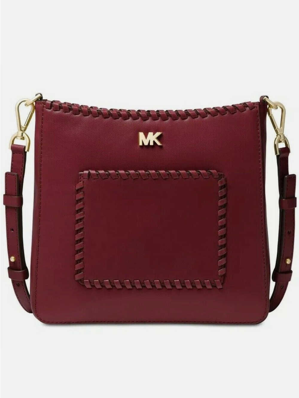 NWT Michael Kors Gloria Whipstitched Leather Crossbody Bag- Oxblood